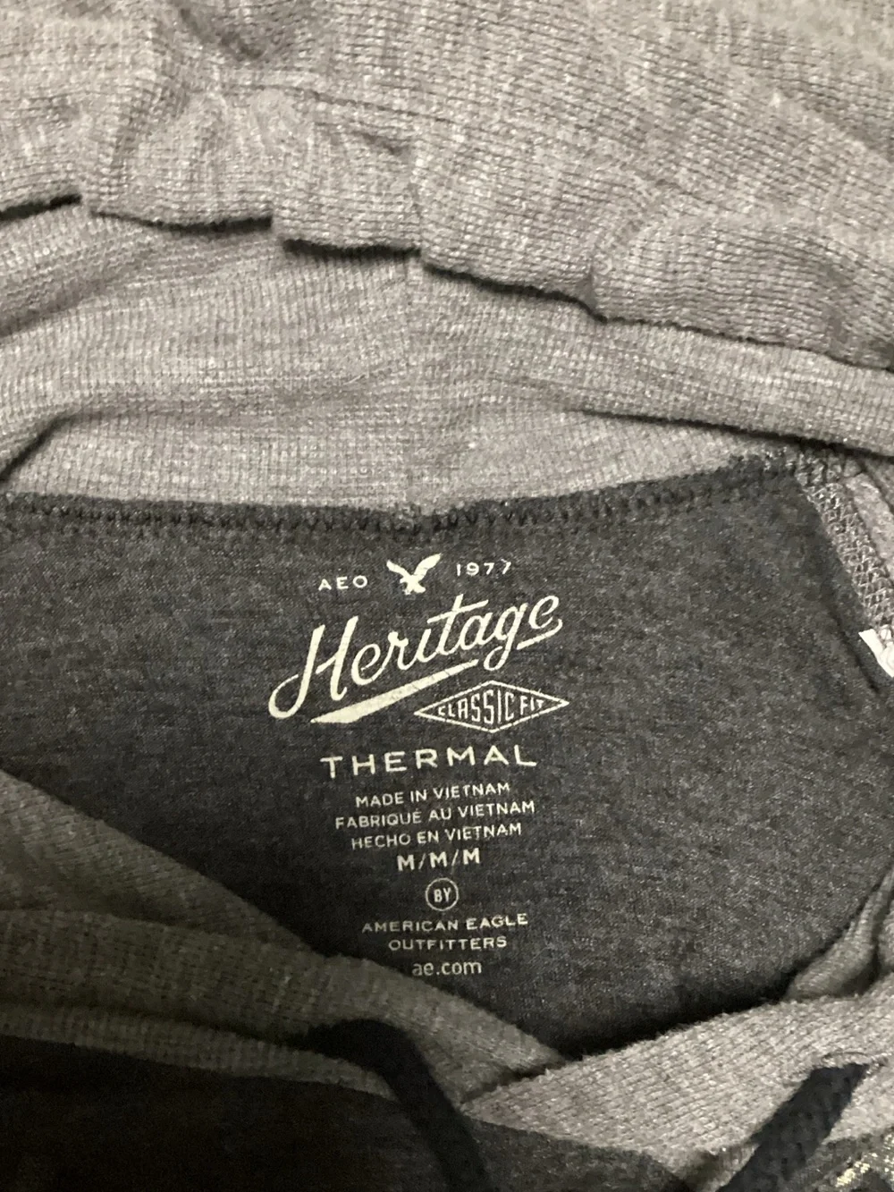 American Eagle Outfitters Men's Two-Tone Gray and Black Zip-Up Hoodie